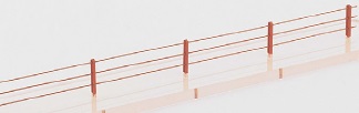 0 Zaun aus Schienenprofilen 1:43,5, Länge 65 cm, 10 Pfähle, Messingfeinguß-Teile und Draht
