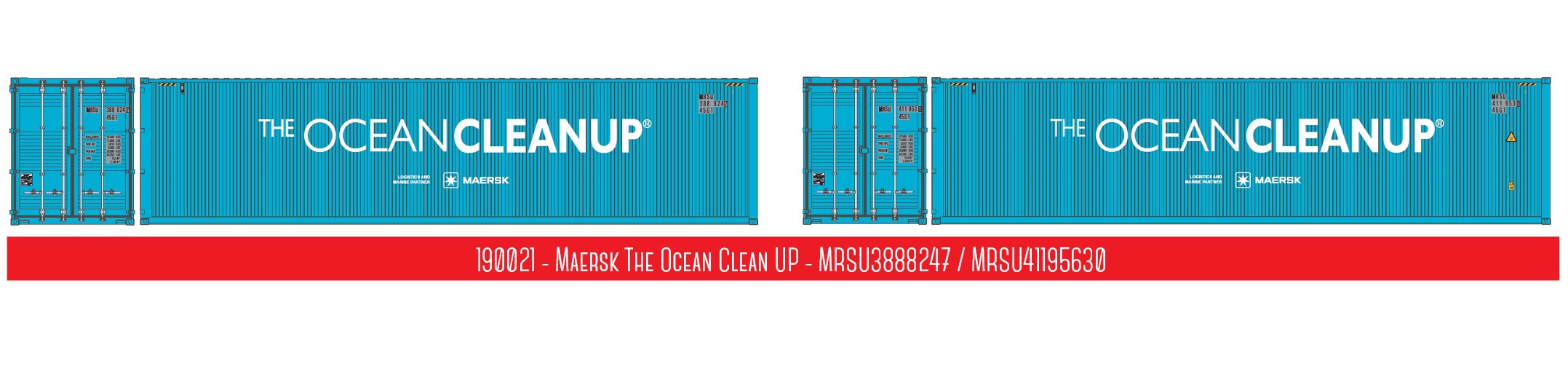 1:87 2x 40HC Container MAERSK "The Ocean Clean Up", Behälternummer n.n.