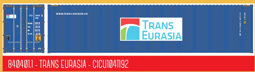 1:87 40´ HC Container TRANS EURASIA, "Silk Road", Behälternummer CICU 1041192