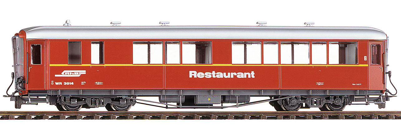 RhB WR3814 Restaurant rot Ep4 Personenwagen für Albula-Schnellzug