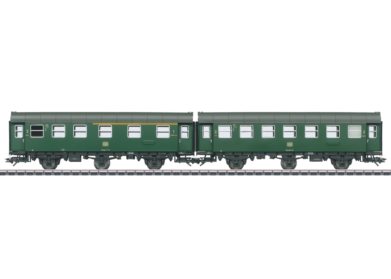 DB Personenwagenpaar Ep.III 1/2.Kl. + 2.Kl. Umbauwagen mit Innenbeleuchtung