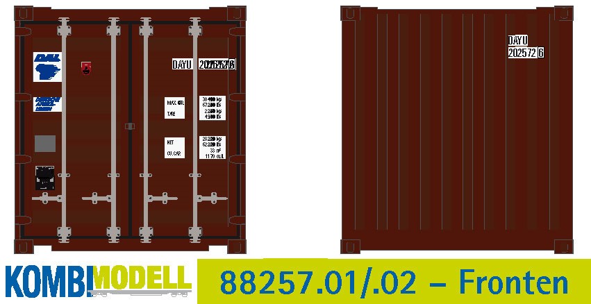 Container 20´Flat Panel DAL Behälternummer: DAYU 202519, alte Bauart gerippt mit flachem Panel