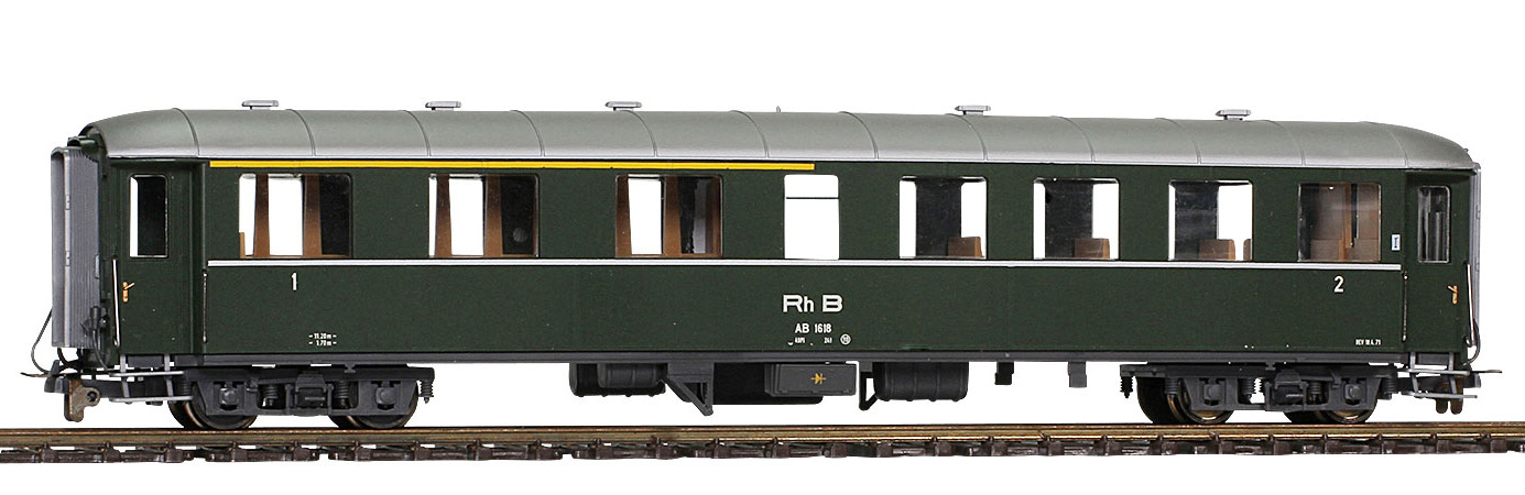 RhB AB 1616 1./2.Kl grün Ep.4 Stahlwagen, mit Buchstabenbeschriftung "RhB", Personenwagen für Albula-Schnellzug