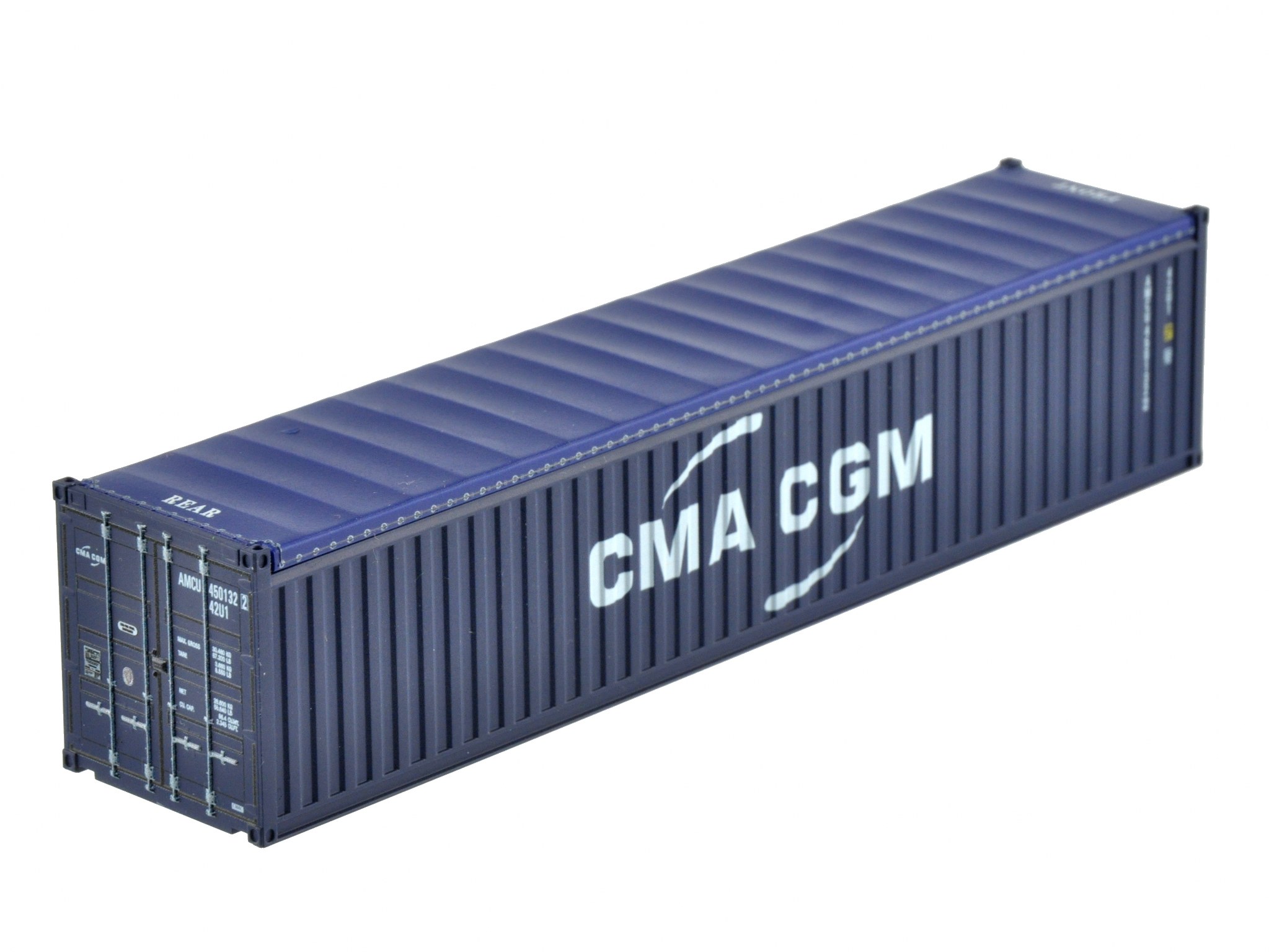 1:87 40´OT Container CMA CGM neues Logo, Ct40´ Open-Top (42U1) mit Planendach, Behälternummer: AMCU 450132