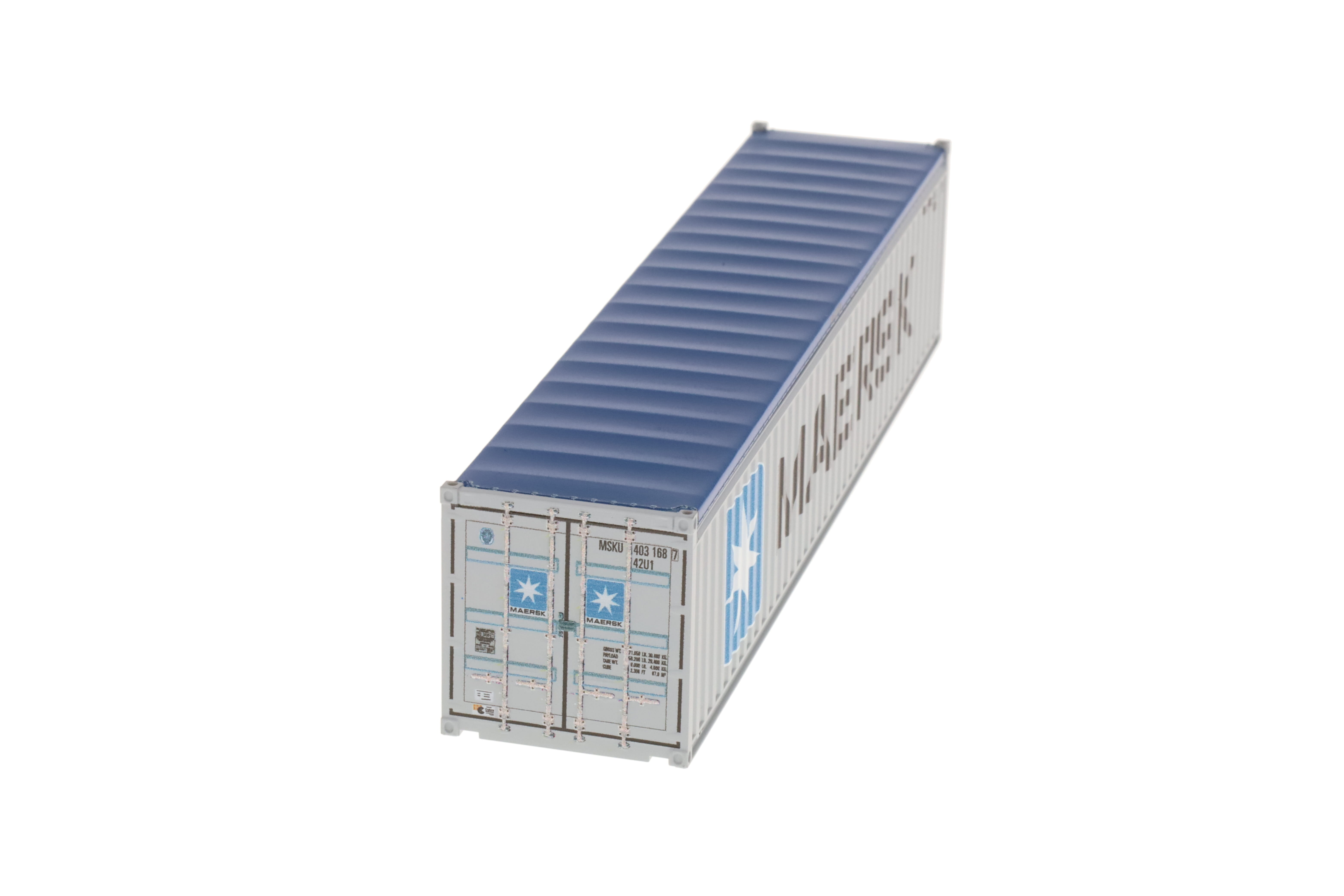 1:87 40´OT Container MAERSK Ct40´ Open-Top (42U1) mit blauem Planendach, Behälternummer: MAEU 403168