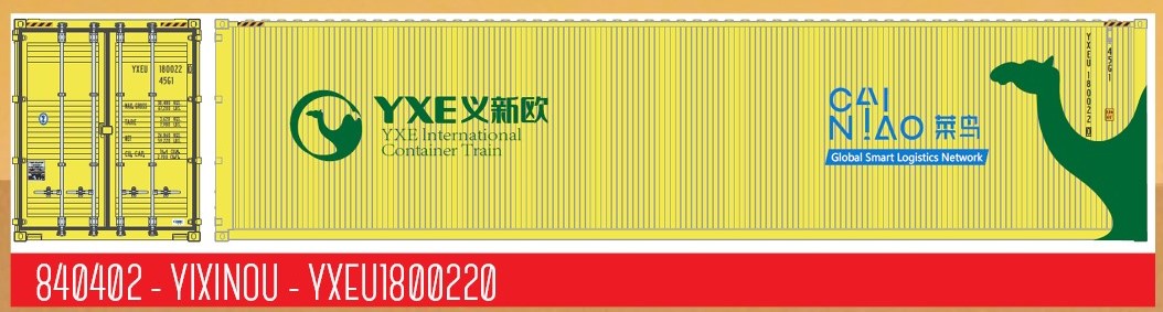 1:87 40´ HC Container YIXINOU "Silk Road", Behälternummer YXEU 1800220