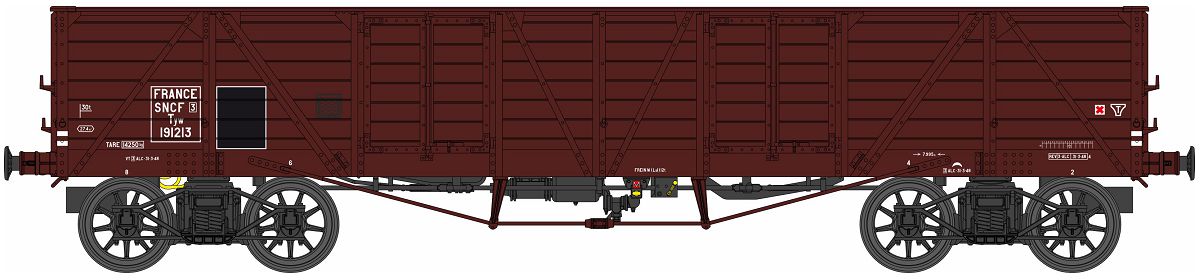 SNCF offener Güterwag TP Ep3a TP TOMBEREAU, ex USA, 4-achsig, dunkelbraun, Betr.-Nr.: n.n.