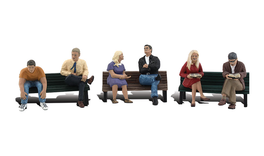 N People On Benches - Figuren Menschen auf Bänken