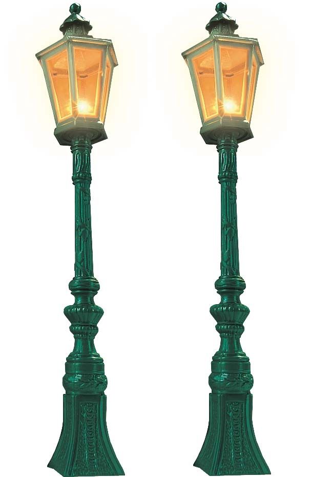 2 Oldtimer-Straßenlampen, dunkelgrün, 188 mm, G