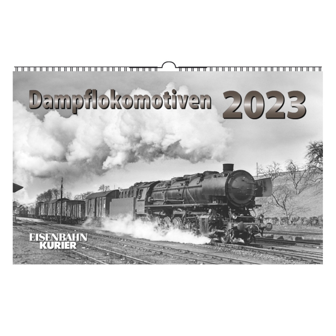 Kalender Dampflokomotive 2023 13 schwarz-weiß Fotografien auf Kunstdruckpapier mit Spiralbindung