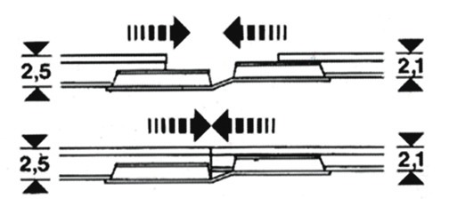 Übergangs-Schienenverbinder 20 St., zur Verbindung von 2,5- und 2,1mm-Gleisen