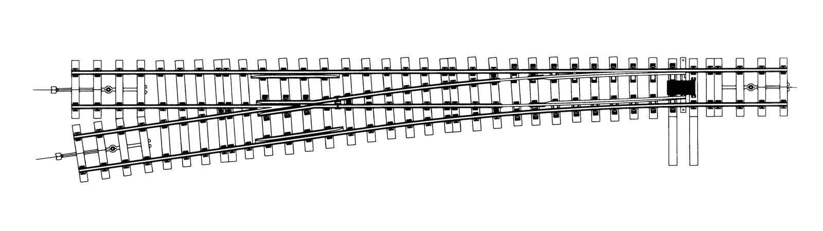 0m RhB Weiche links 1:7 8,2° Ferro-Flex, Holzschwellen-Imitation, L= 495mm, R=1800mm