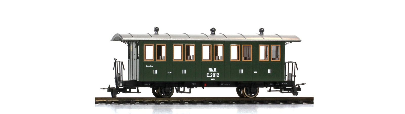 RhB 2achs PersonenW C2012 Ep6 grün, aktueller Zustand als Dampfzug Nostalgiewagen, ex LD