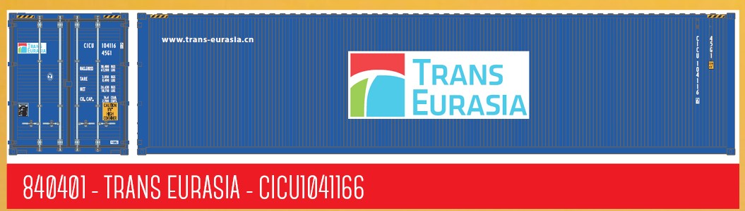 1:87 40´ HC Container TRANS EURASIA, "Silk Road", Behälternummer CICU 1041166