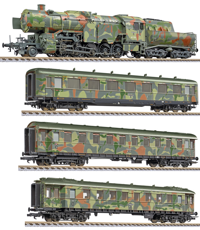DRG Zugset Truppentransport BR42 + 3 Personenwagen Ep.II