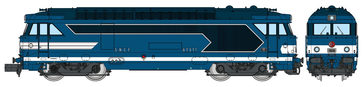 SNCF BB67000 blau/weiß Ep3-4 Betr-Nr: 67311, Depot de "STRABOURG", blau/weiß, mit rundem SNCF-Logo