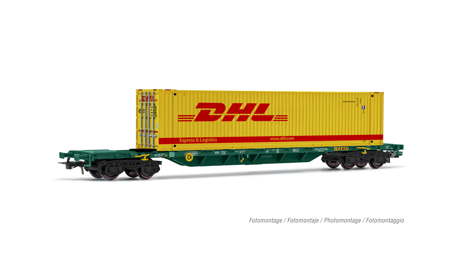 CEMAT Containertragwagen Ep.V-VI beladen mit 45´ Container "DHL"