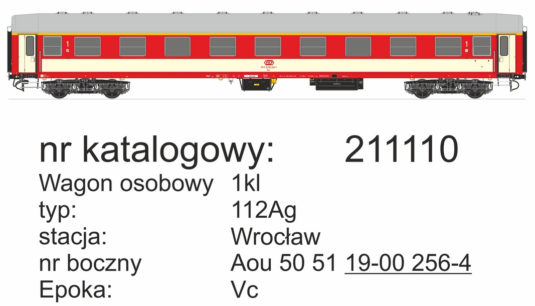 PKP Personenwagen 1.Kl. Ep.Vc Typ 112Ag, Gattung Aou, Betr.-Nr.: 50 51 19-00 256-4, Station Wroclaw