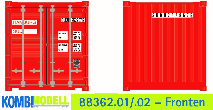 Container 20´FlatPanel COLUMB US LINE / HAMBURG SÜD (HAPAG - LLOYD), Behälternummer: SUDU 252967 - alte Bauart gerippt mit flachem Panel