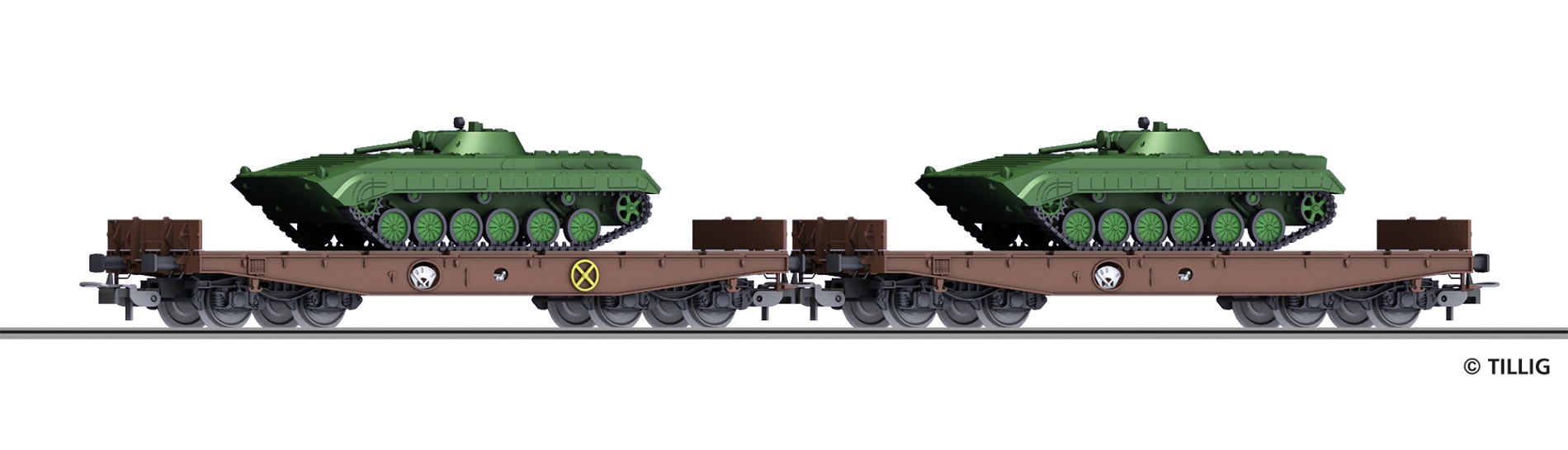 DR Schwerlastwagenset Ep.4 gattung Rmms 3960, mit Ladegut 2 Panzern BMP-1 "NVA", LüP = 288mm
