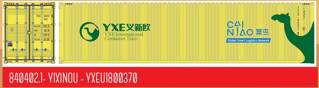 1:87 40´ HC Container YIXINOU "Silk Road", Behälternummer YXEU 1800370