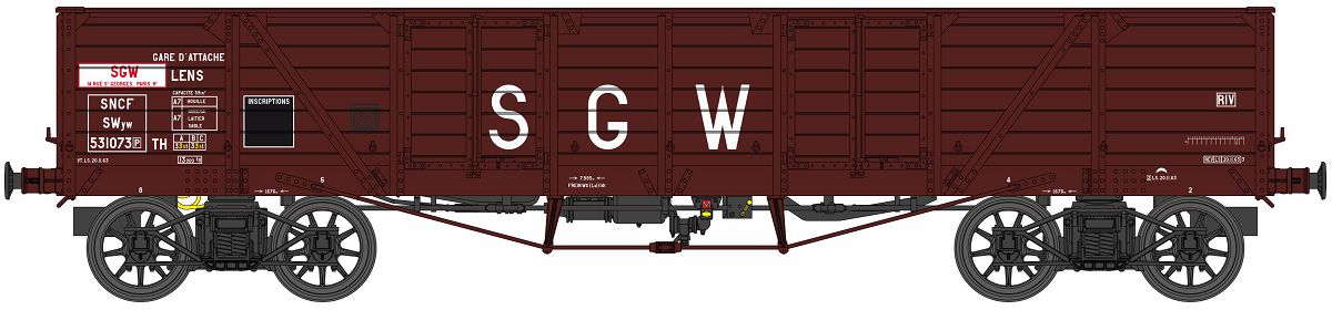 SNCF offener Güterwag TP Ep3b TP TOMBEREAU, ex USA, 4-achsig, dunkelbraun, Betr.-Nr.: n.n.