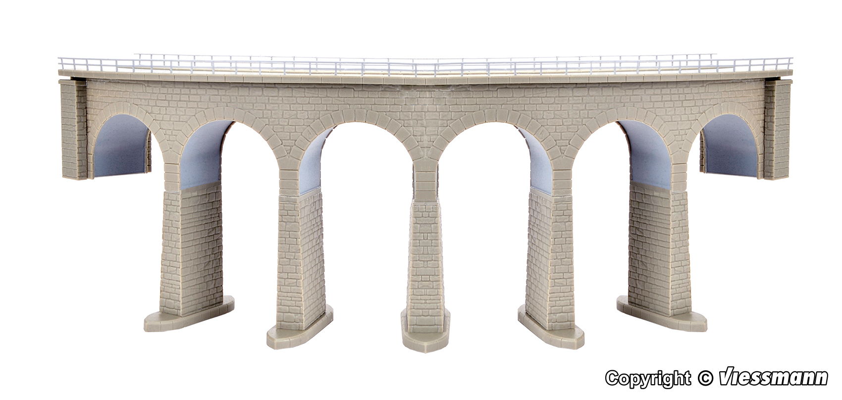 Semmering-Viadukt mit Eisbrecherfundamenten, gebogen, eingleisig, N/Z
