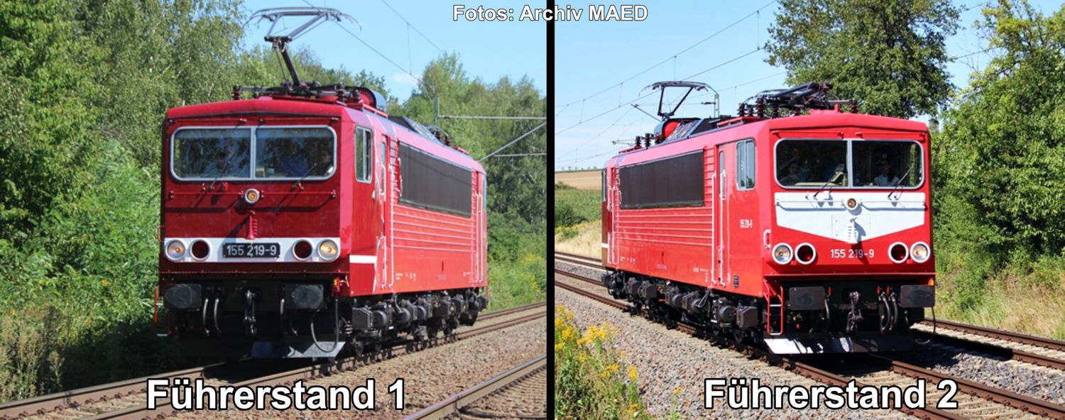 MAED E-Lok BR155 Ep.VI mit "DR-Führerstand" und "modernem Führerstand" DCC Sound Sonderserie Wilde 13+