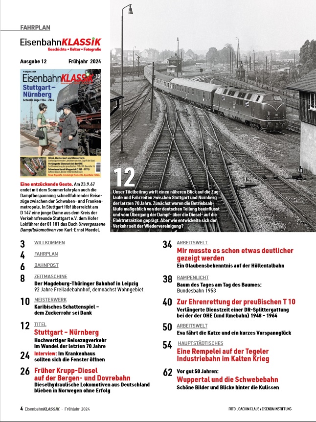 Zeitschr. EisenbahnKlassik 12 Frühjahr 2024 - Stuttgart - Nürnberg: Schnelle Züge 1954 – 2024