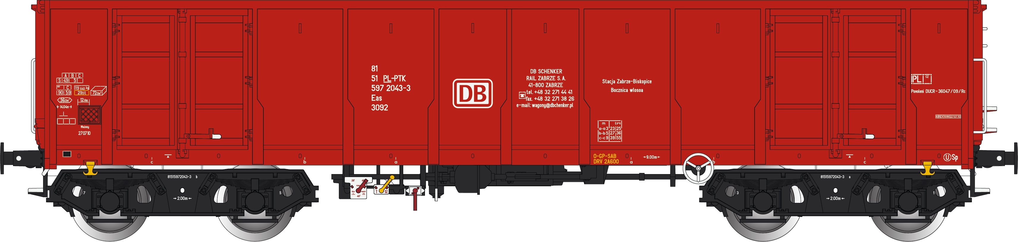 DB Eas Hochbordwagen Ep.6, rot, DB Schenker Polen