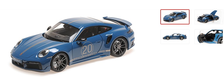 Porsche 911 (992)Turbo S Coup Coupe´Sport Design`2021 blau 1:18 Die Cast