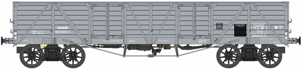 PLM offener Güterwag TP Ep2 TP TOMBEREAU, ex USA, 4-achsig, grau, Betr.-Nr.: n.n.
