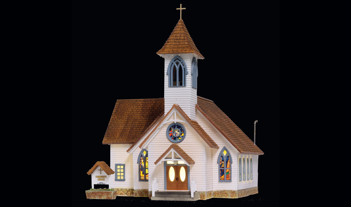 H0 Community Church Fertigmodell mit Beleuchtung