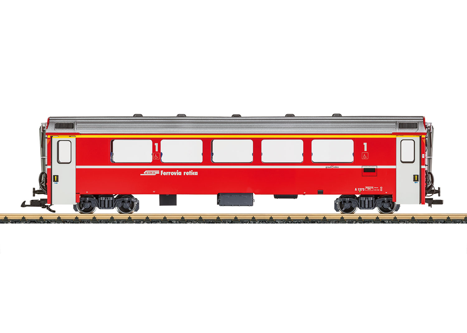 RhB 1. Kl SchnellzugWg EW IV Ep.6, rot mit grauen Türen, Metallradsätze