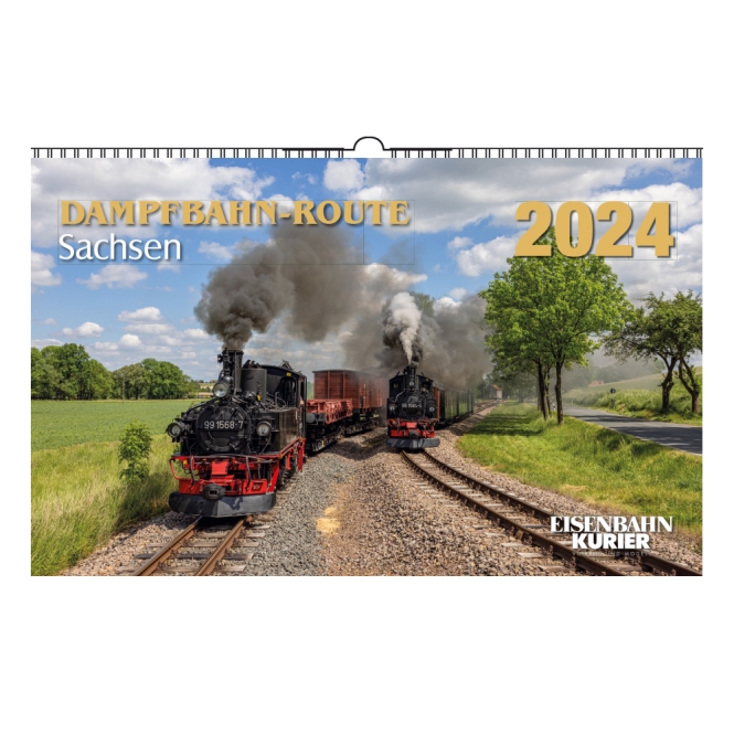 Kalender 2024 Dampfbahn-Route Sachsen - 25 farbige Kalenderblätter auf Kunstdruckpapier mit Spiralbindung