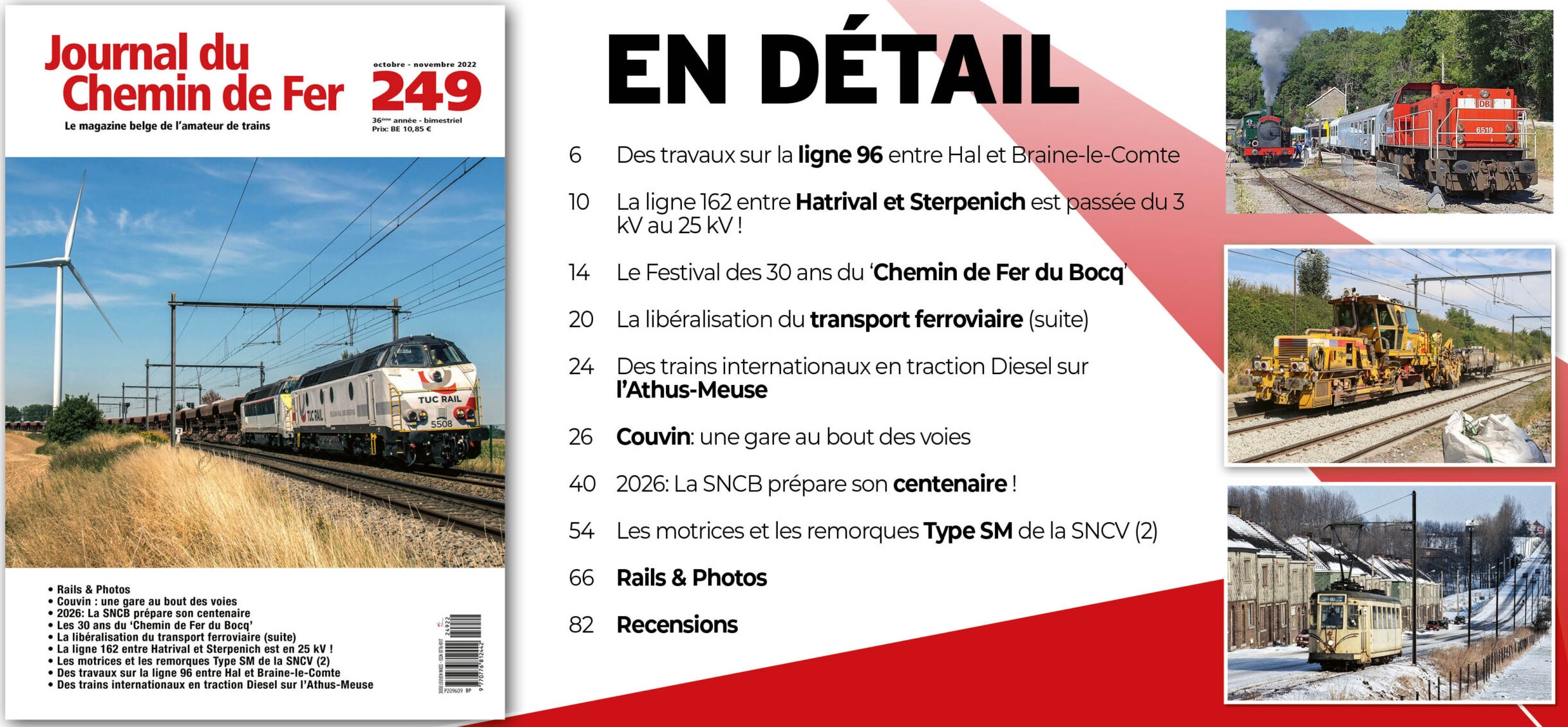 Journal du Chemin de Fer 249 Le magazine belge de l´amateur de trains - französische Ausgabe