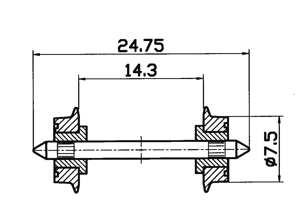 Scheibenradsatz für 2-Leiter 7,5 x 24,75mm, beidseitig isoliert, 2 St.