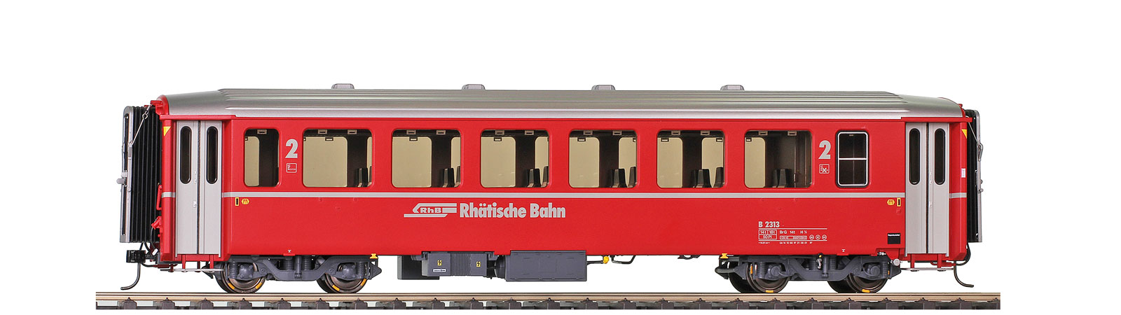 0m RhB B 2313 EWI refit Logo roter 2. Klasse Personenwagen verkürzt für Bernina-Bahn