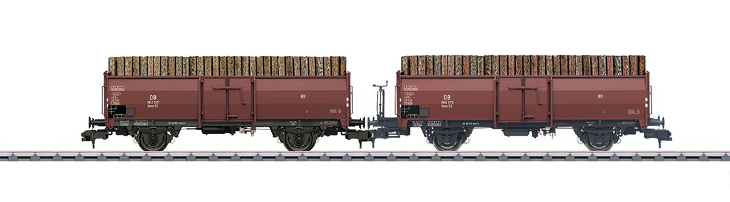 DB set 2 Güterwagen Omm52 Ep3 mit Holzbeladung