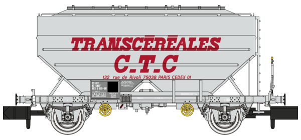N SNCF GetreideWg TRANSCEREAL Ep.4, Céréalier Construction "RICHARD", hellgrau, Aufschrift: "TRANSCEREALES C.T.C"