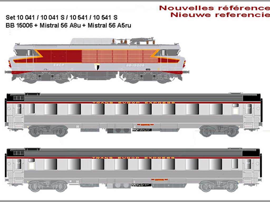 SNCF BB15006+2Mist.Wg IV AC "TEE Goethe", Ellok BB15006+Mistral56 A8u+ Mistral56 A5ru