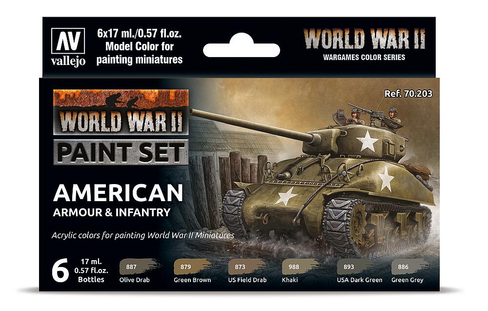 Farb-Set, US-amerikanische Panzer und Infanterie WWII