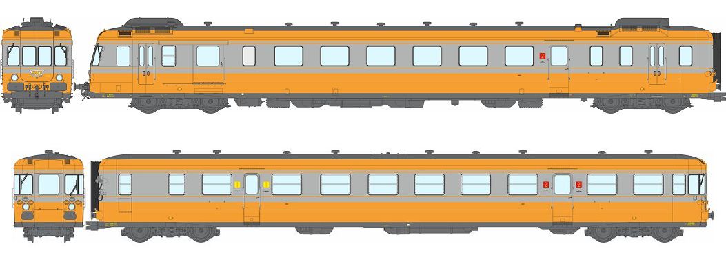 SNCF RGP2 X2702 orange Ep4 DC Epoche 4, Betr.-Nr: X2702, orange / silbergrau (Orange 432 et Alu), BORDEAUX