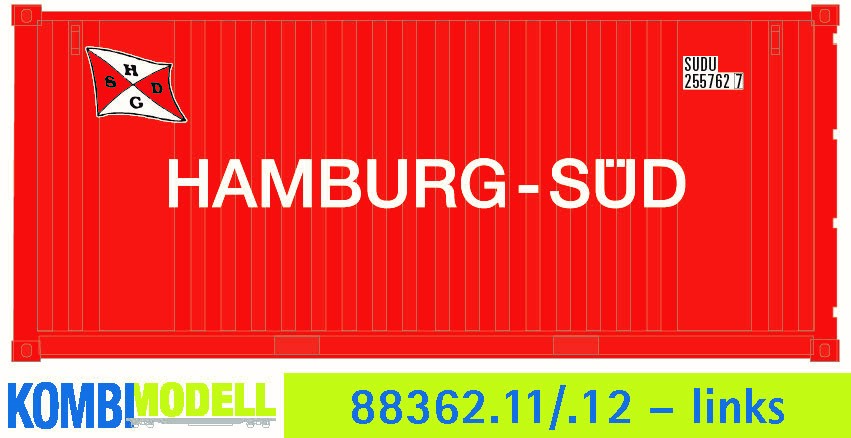 Container20´FlatPanel HAMBURG -SÜD / COLUMBUS LINE, Behälternummer: SUDU 254815, alte Bauart gerippt mit flachem Panel