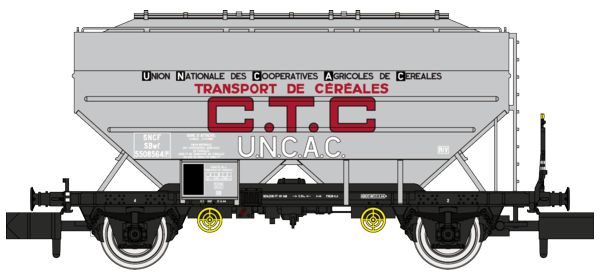 N SNCF GetreideWagen CTC Ep3 Céréalier Construction "RICHARD", hellgrau mit schwarzem Rahmen, Aufschrift: "UNCAC"