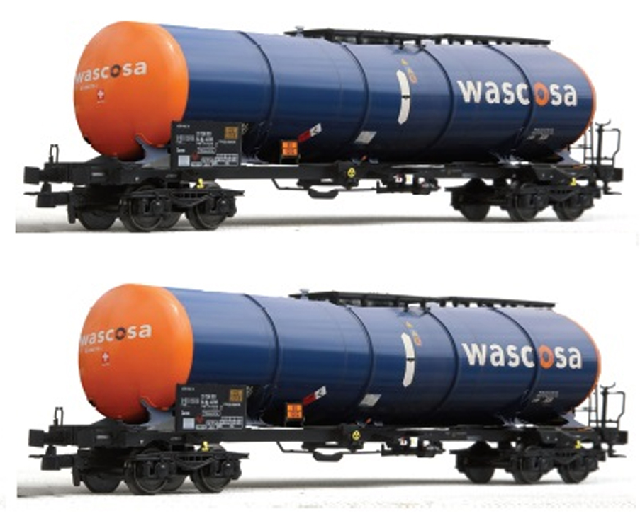 WASCOSA Set 2x Kesselwag Ep6 CZ-WASCO, "Wascosa"-Aufschrift, blau mit orangen Kesselenden
