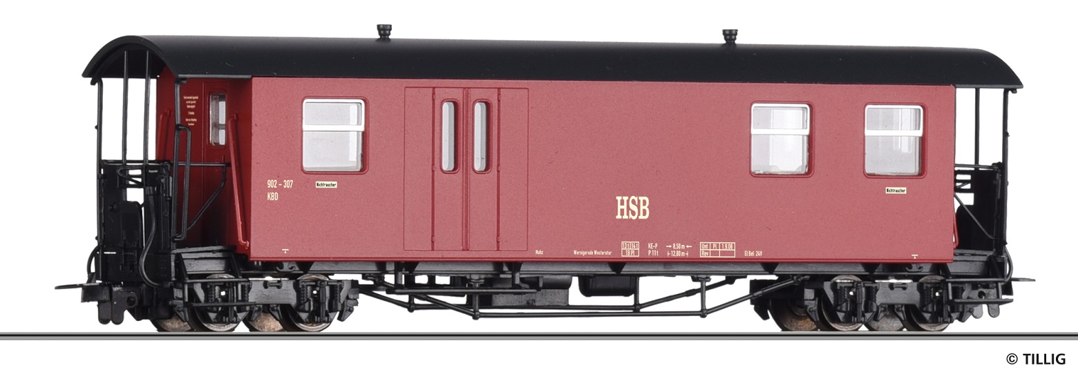 H0m HSB Halb-GepäckWag Ep5-6 Gattung KBDi der Harzer Schmalspurbahnen, LüP = 144mm, mit Innenbeleuchtung nachrüstbar