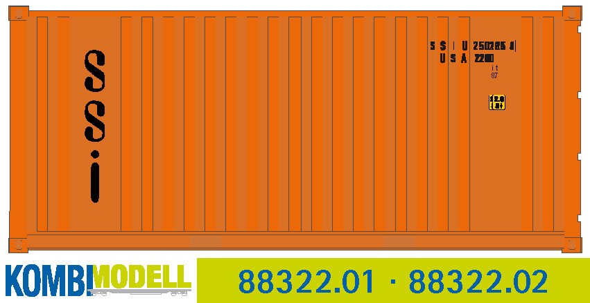 Container 20´Flat Panel SSI Behälternummer: SSIU 250128, alte Bauart gerippt mit flachem Panel