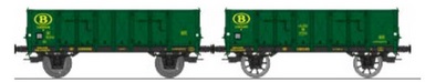 SNCB 2x offene Güterwagen Ep3 Typ Om "Ludwigshafen", grün