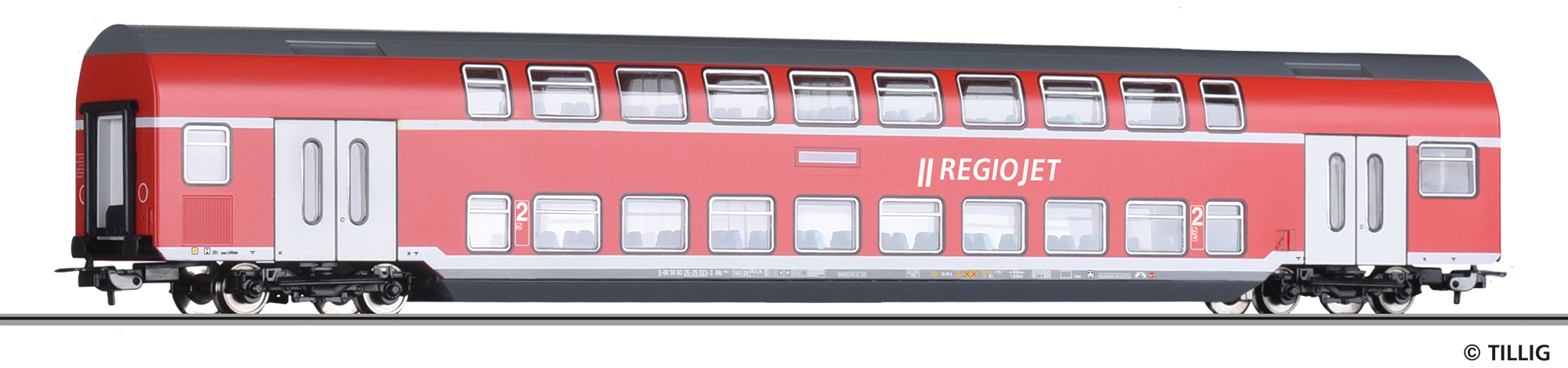 Regiojet DoSto Wagen rot Ep6 2. Klasse, Gattung DBz750